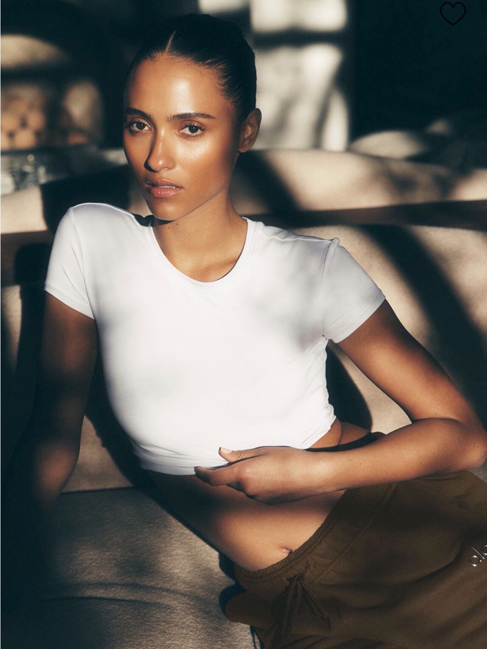 ALO Yoga White Cropped Crew Tee